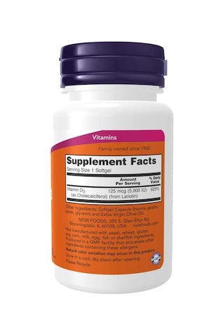 Now Foods Vitamin D-3 5,000 Iu 120 Softgels- İthal