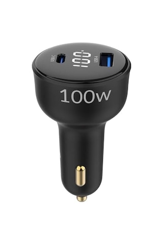100w Led Ekranlı Type-c + Usb-a Araç Şarj Aleti İphone & Android & Notebook Araç İçi Şarj Cihazı