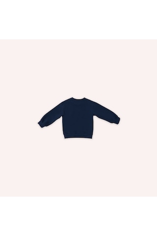 Panço Kız Bebek Çiçek Aplike Detaylı Lacivert Sweatshirt