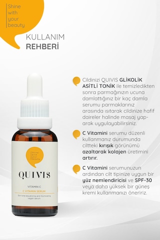 Quivis Cilt Tonu Eşitleyici Gözenek Sıkılaştırıcı Vitamin C Serum 30 ML