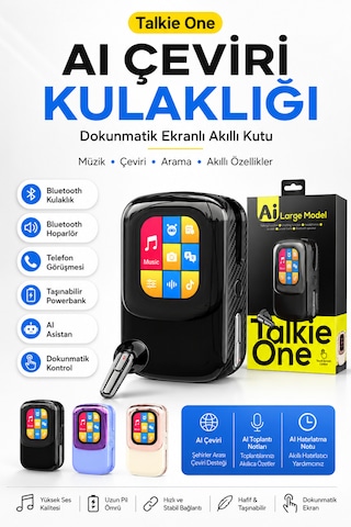 Tastech Talkie One Ai Large Model Akıllı Kulaklık Ve Dokunmatik Ekranlı Şarj Kutusu Yapay Zeka Destekli Dil Çeviri, Hoparlör, Sesli, Powerbank Tws Özellikli Kulakiçi Kulaklık