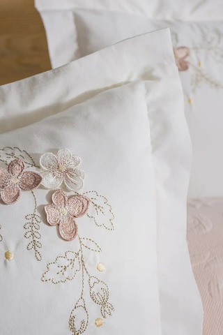 Şaheser Home Collection Yatak Örtüsü Seti Çift Kişilik Derek Pudra Renkli