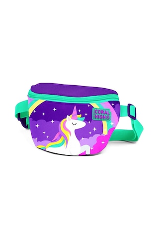 Coral High Kids Mor Su Yeşili Unicorn Desenli Bel Çantası 22491 Mor