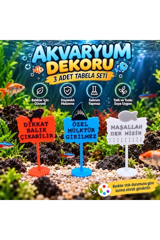 Akvaryum Dekoru - Tabela - Akvaryum Dekor - 3 Adet - Salınım Yapmaz - Balıklar İçin Güvenli - V7