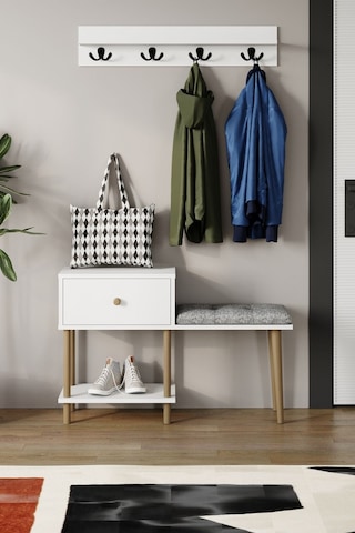 Puflu Ayakkabılık Düşer Kapaklı Ayakkabılık Raflı Ayakkabılık Iki Raflı-beyaz Beyaz