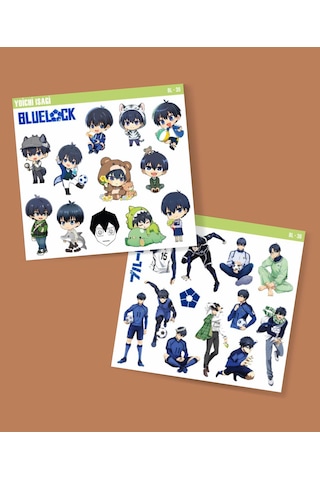 Yoichi Isagi -anime Bluelock-parlak Kağıt -2li Sticker Set-telefon Futbol Süsleme Blue Lock Beyaz