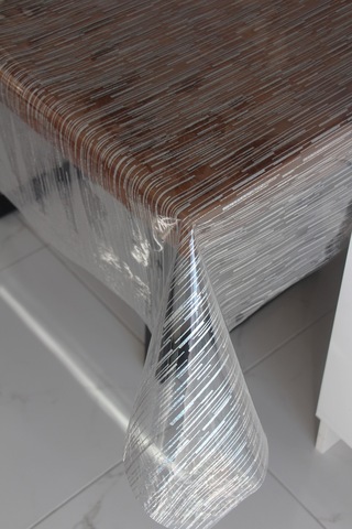 Pvc Şeffaf Desenli Silinebilir Muşamba Masa Örtüsü 410-düzçizgili Gümüş