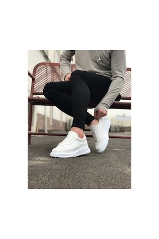 DMR Elegance Jy507 Alone Bağcıklı Cilt Erkek Günlük Sneaker Ayakkabı Cbt Beyaz