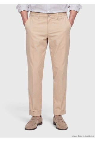 Ramsey Bej Düz Dokuma Jogging Fit Casual Pamuk Karışımlı Pantolon bej beige