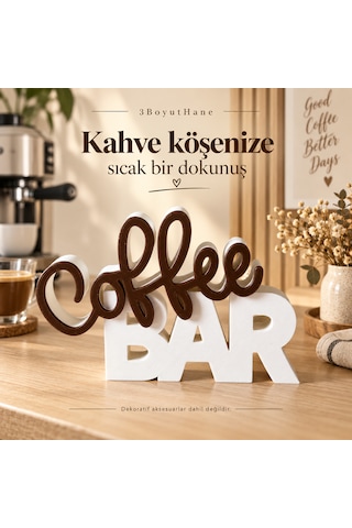 Coffee Bar Dekoratif Yazı Kahve Köşesi Masaüstü Raf Süsü 12 Cm &
