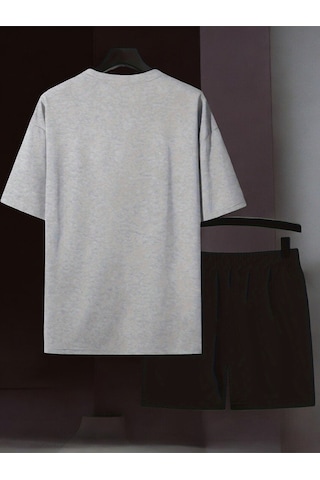 Uyguntarz Unisex Ciao Baskılı Tasarım Şort Takım Gri