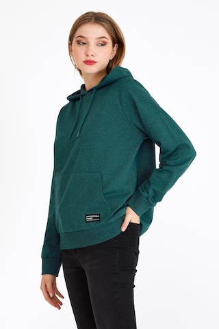 Comeor Kadın Yeşil Basic Kapüşonlu Regular Fit Rahat Sweatshirt 001