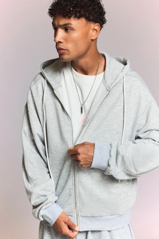 Tarz Cool Erkek 3 İplik Şardonlu Regular Fermuarlı Kapüşonlu Sweatshirt Kalın Kışlık Hoodie Gri