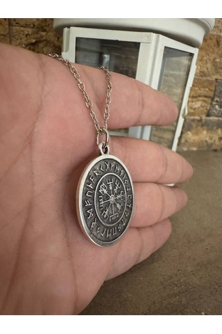 Viking Pusula Madalyon Unisex Kolye Yol Gösterici Ve Güç Sembolü Çok renkli
