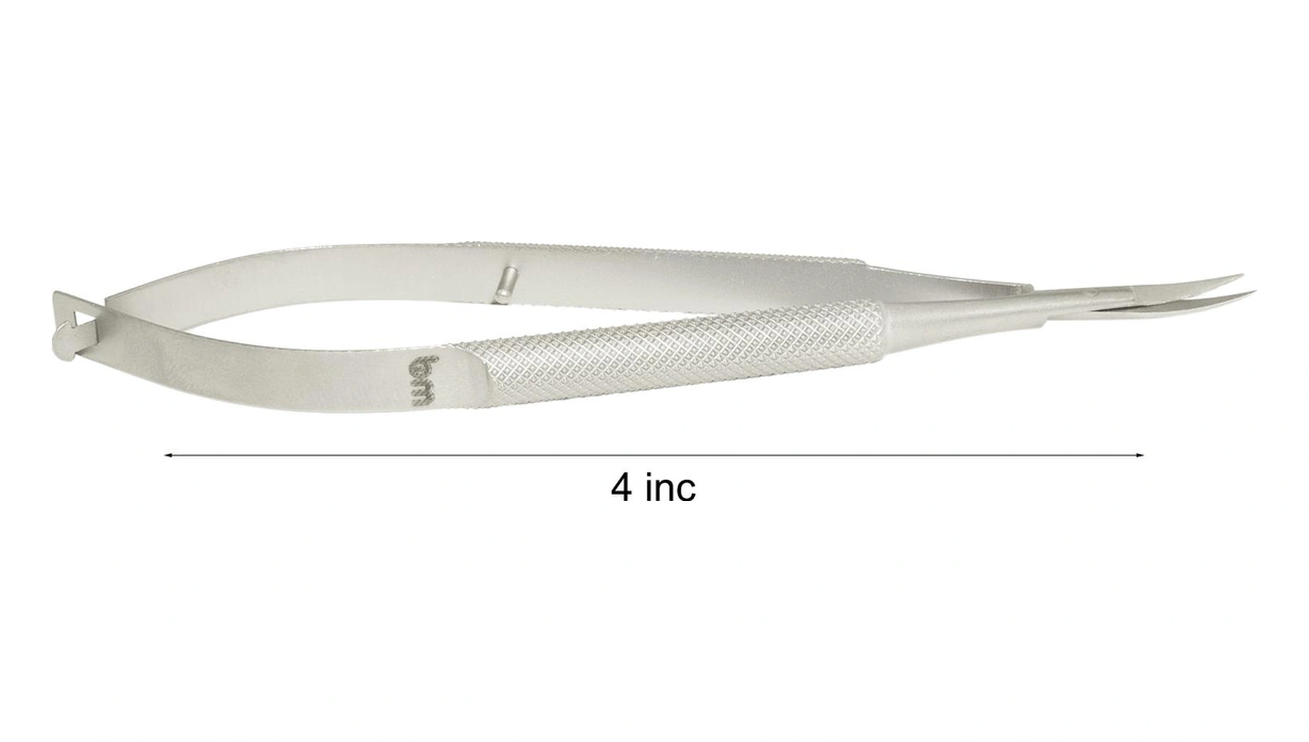 Barışhan Medikal Cerrahi Castroviejo Yaylı Makas 4 İnç Eğri Uçlu Avuç İçi Yuvarlak Sap Çelik Gri Eğitim Materyali Çok Renkli