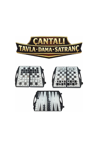 Çantalı Üçü Bir Arada Set - Satranç - Tavla - Dama