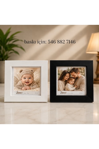 Kişiye Özel Fotoğraflı Dekoratif Çerçeve 10x10 Cm - Ahşap Arkalıklı Masaüstü Sanat Çerçeve