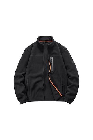 Erkekler İçin Açık Hava Çok Cepli Günlük Dik Yaka Polar Ceket Gri