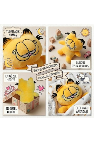 2li Paket Garfield Peluş Oyuncak 24 Cm Yumuşak Uyku Arkadaşı Yastık Peluş Karakter Figür Seti 2 Adet Sarı