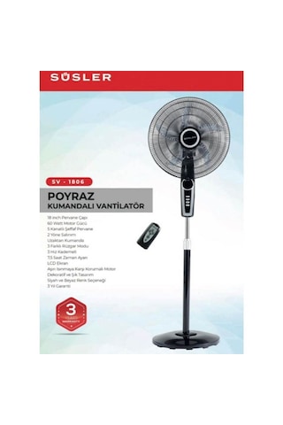 Süsler Sv-1806r Poyraz Uzaktan Kumandalı Vantilatör