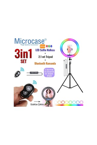 26 Cm Selfie Rgb Led Ring Halka Işık+2.1Mt Tripod+Kumanda Al2643