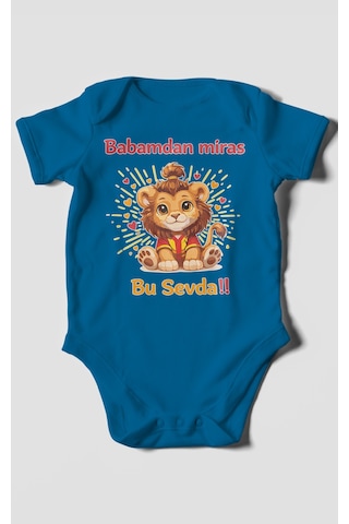 Morivokids Babadan Miras Bu Sevda Kısa Kollu Bebek Body Koyu Mavi