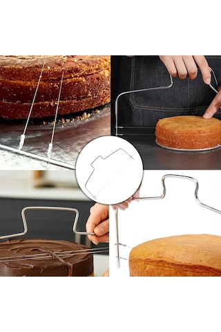 Porsima Ivo-pst156 2 Telli Paslanmaz Ayarlanabilir Pasta Kesici Kek Katmanı Dilimleme Teli Çelik