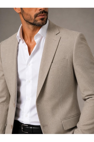 Classics Men Erkek İtalyan Kesim Yarım Astar Blazer Ceket Klasik Ve Modern Şıklık - 7732 Krem