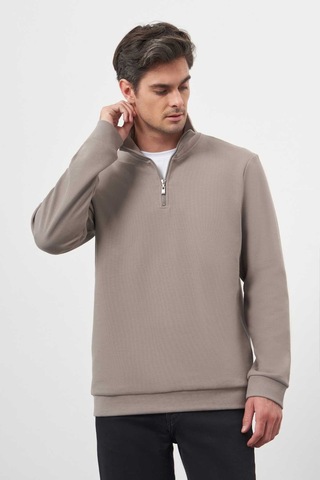 Morven Erkek Gri Fermuarlı Bato Yaka Sweat-shirt 25ks063001100 Gri Gri