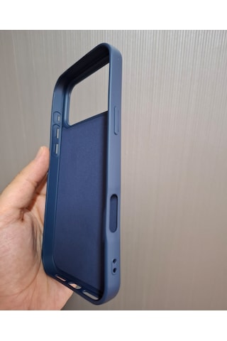 Apple Uyumlu iPhone 17 Pro Max Logolu İçi Kadife Silikon Lansman Kılıf Lacivert