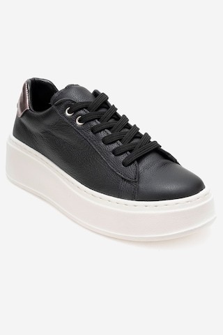 Luvishoes Luvi Shoes Gueno Siyah Cilt Hakiki Deri Kadın Spor Ayakkabı Siyah