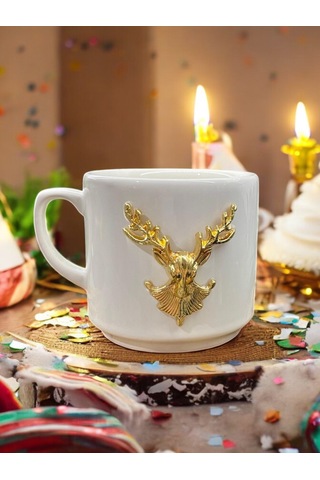 Seramik Kupa Bardak Geyikli Tasarım