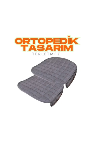 Antrasit Kadife Yüzeyli Araba Oturak Minderi Kaymaz, Ön/arka Koltuklara Uyumlu
