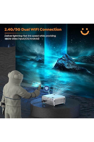 Yaber 4K - 5G Wifi Ve Bluetooth 15000L 1080P HD Taşınabilir Projektör