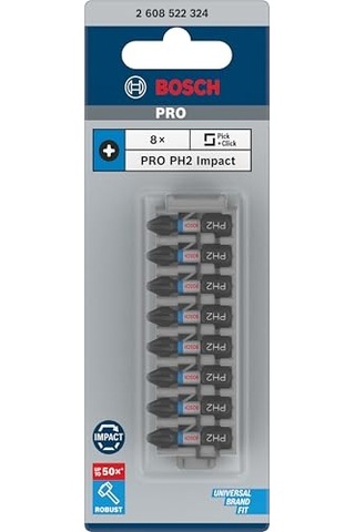 Professional Accessories Aksesuar 2608522324 8 Parça Tornavida Seti Yıldız Impact Control, 8 X Ph2 Uç Uzunluğu: 25