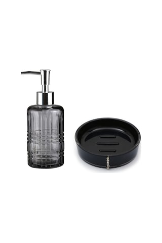 SIVI SABUNLUK VE SABUNLUK 2 Lİ BANYO SETİ GRİ SİYAH