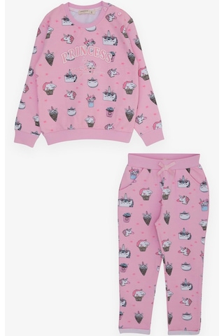 Breeze Kız Bebek Eşofman Takımı Prenses Dinozor Desenli 9 Ay-3 Yaş, Pembe-pembe Pembe