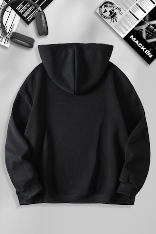 Macklin Sevgili Çift Kombin Spiderman Ve Kız Ağ Baskılı Özel Tasarım Kapüşonlu Sweatshirt 2li Set Takım Siyah Mck1234 Siyah