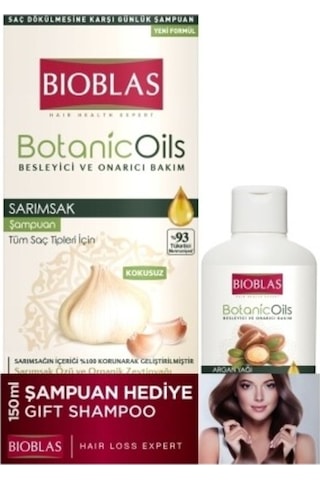 Bioblas Sarımsak Şampuan 360 ML + Argan Yağı Şampuan 150 ML Bioblas Sarımsak Şampuan 360 ML + Argan Yağı Şampuan 150 ML