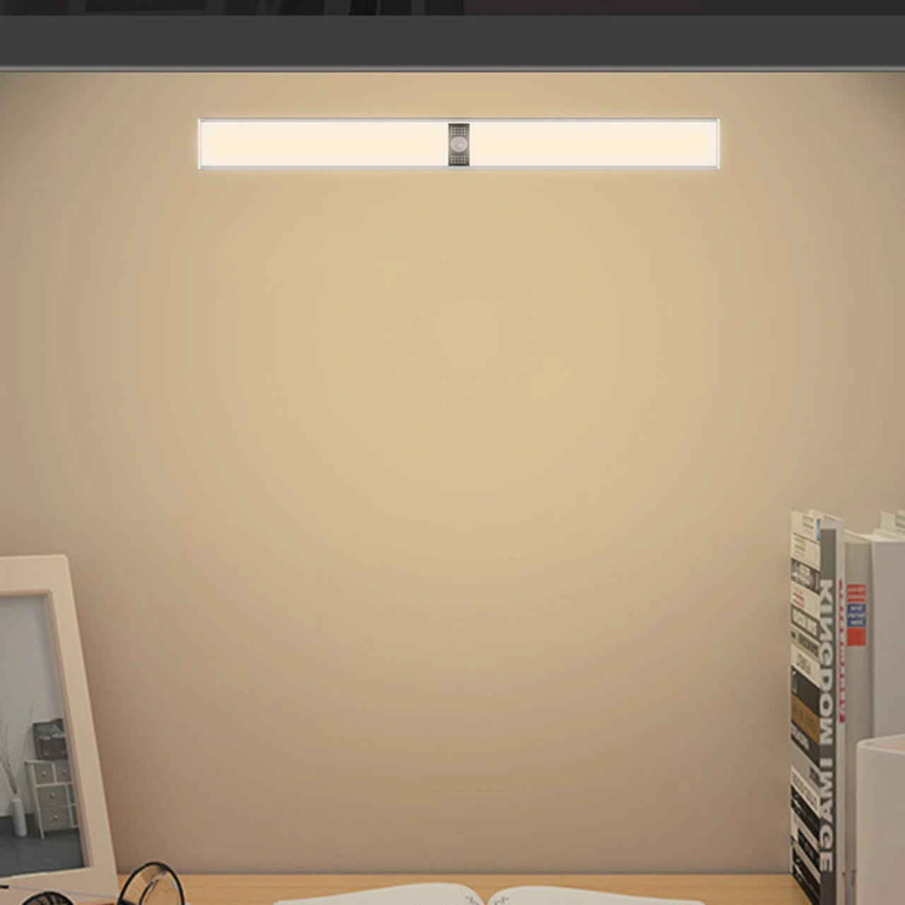 Kangvka Yeni Ultra İnce 400mm Vücut Algılama Lambası - Ev, Dolap, Koridor İçin Manyetik, Kablosuz, Sürekli Açık/algılama Modları, Isı Işığı, Sonsuz Parlaklık Ayarlı, Dahili Li-poly Pil Sıcak Beyaz