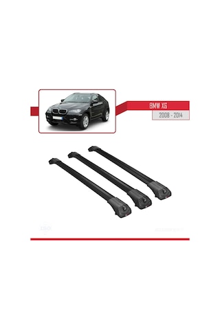 Bmw X6 E71 2008-2014 Arası İle Uyumlu Ace-1 Ara Atkı Tavan Barı Siyah 3 Adet Bar
