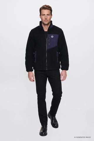 Wrangler Erkek Regular Fit Dik Yaka Tam Fermuarlı Cepli Sherpa Sweatshirt Polar Mont-w2620003 Siyah