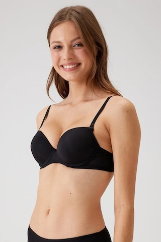 Pierre Cardin Kadın Siyah 6045 Milan Push Up Dolgulu Micro Sütyen Tak - Çıkar Askılı Siyah