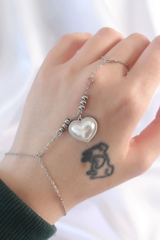 316l Çelik Gümüş Renk Beyaz Bubble Kalp Tasarımlı Şahmeran - Tj-sn575 Çok Renkli