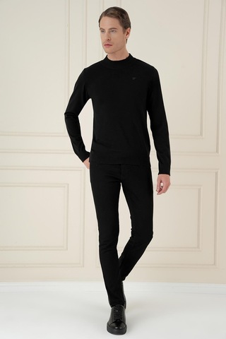 Efor Tr 876 Slim Fit Siyah Klasik Triko Siyah