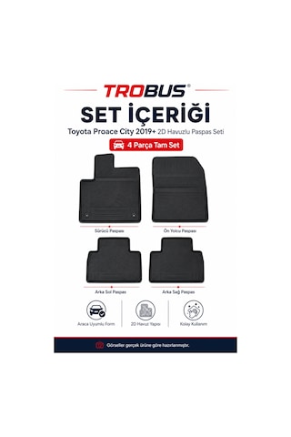 Trobus Toyota Proace City 2019 Ve Sonrası 7 Koltuk 2d Havuzlu Paspas