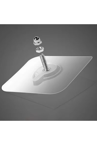 2 Adet Çift Taraf Yapışkanlı Çerçeve Saat Resim Asma Mobilya Eşya Sabitleme Aparatı Duvar Ankrajı Beyaz