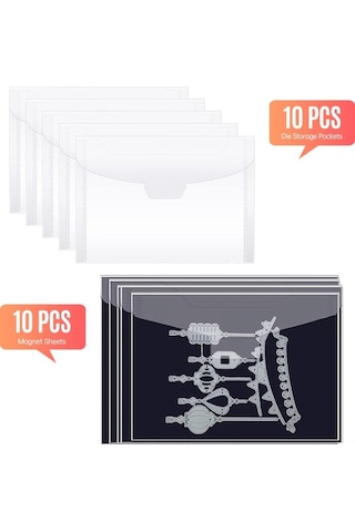 Novahub 10 Adet Pvc Saklama Poşeti + 10 Adet Manyetik Kağıt, 19x14 & 12,7x17,7cm, Çok Renkli Set Çok Renkli