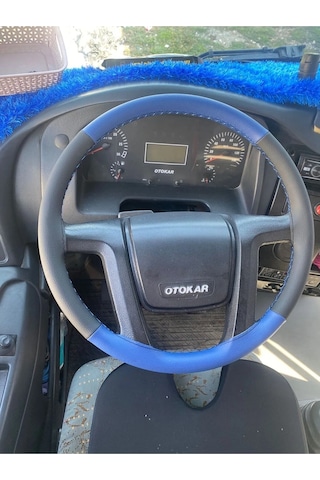Dikişli Direksiyon Kılıfı Siyah/mavi Deri Mavi Dikişli Otokar Otobüs İçin