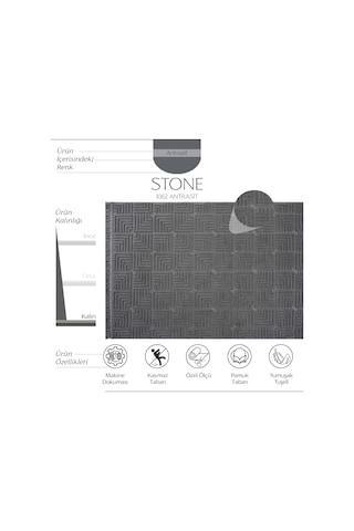 Cool Halı Stone 1062 Antrasit Kaymaz Taban Koridor Halısı Kesme Yolluk Mutfak Halı Modern Salon Halı